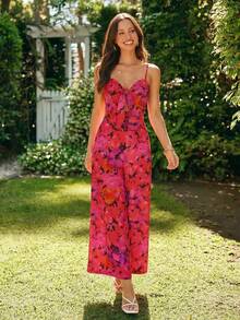 KARISMINA Bộ jumpsuit nữ mùa xuân hè thanh lịch lãng mạn in hoa không tay dây xoắn, jumpsuit dài, jumpsuit đỏ, jumpsuit thường ngày xuân/hè, bộ jumpsuit nữ mùa hè in họa tiết không dây cổ chữ V ống đứng hai túi, bộ đồ liền thân màu đen nữ, bộ đồ liền thân màu đỏ nữ, bộ đồ liền thân ngày Valentine nữ, bộ đồ liền thân thanh lịch phong cách boho cho nữ - Nhiều màu - Xem 7