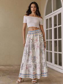 Swim Oasis Elegant Printed Woven Relaxed Skirt For Vacation - Multicolor - View 6