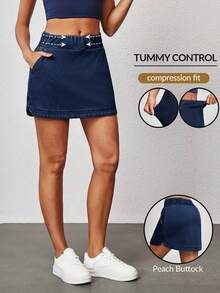 Flexra Chân váy ngắn denim nữ dáng casual, cạp chun, chất liệu denim mài, thích hợp cho mùa hè. - Rửa tối - Xem 3