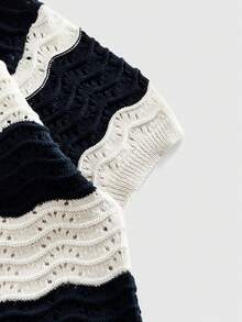 ROMWE MEN Men's Casual Contrast Stripe Short Sleeve Knit Top - Multicolor - View 4