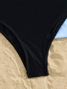 Swim Nautrix Women's Essential Black One-Piece Swimsuit,Summer Casual Gym Sleeveless U-Neck Backless Colorful Rope Monokini Halter Beach Pool Swimwear - Black - View 8