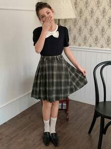 DAZY Tween Girl Pleated Plaid Casual Skirt - Multicolor - View 2