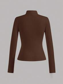 SHEIN Essnce Bộ 4 áo len cổ lọ nhiều lớp màu trơn đơn giản, dáng ôm vừa vặn dành cho nữ, mùa thu/đông - Nhiều màu - Xem 6