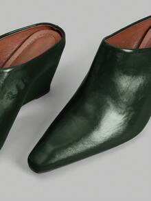 Ontre 女士尖头时尚坡跟拖鞋 - 綠色 - 查看 4