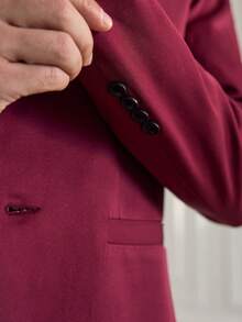 Officeau Herren Anzug Set mit einfarbigem Kragen Langarm Blazer & Hose, Hose Anzüge für Herren, Herren Freizeitanzüge, Herren Anzug und Hose, Herren Freizeitanzug, Herren Modeschick Anzüge - Bordeaux - Übersicht 6