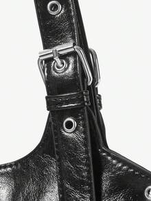 Viva Strut 1个五角星形单肩包，流浪包，黑色，人造革，时尚，个性，简约，百搭，街头风，甜美酷女孩，辣妹，Y2K，铆钉，趣味 - 黑色 - 查看 6