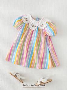 Cozy Pixies 女婴碎花印花撞色荷叶边领无袖束腰连衣裙 - 粉色 - 查看 8