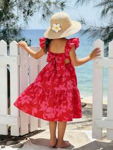 Emery Rose Kids Emery Rose Kids Tween Girls/Young Girls Ditsy Floral Spaghetti Strap Backless Dress Tween Girl Hibiscus Dress Hot Pink Tween Girl Dress Open Back Tween Girl Dress Tween Girl Floral Dress Girls Tiered Dress Girls Summer Dress Open Back Dress For Tween Girl Tween Girl African Dresses For Girls Hibiscus Dress Tween Girl Lilo Dress For Tween Girl Tween Girl Open Back Dress Girls African Dress - Red - View 2