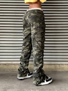 StreetHx Women's Camouflage Pocket Button Casual Jeans, Versatile For Daily Wear - Multicolor - View 5