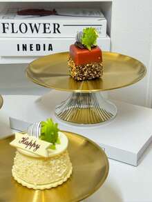 三件套不锈钢蛋糕架，配有高档底座、甜点展示盘和多功能水果托盘，适合餐桌装饰、家居厨房摆设，也适合在开斋节期间使用。 - 金色 - 查看 4