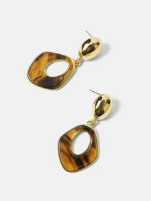 MOTF PREMIUM 18K Gold-Plated Amber Geometric Elegant Earrings - Yellow Gold - View 1