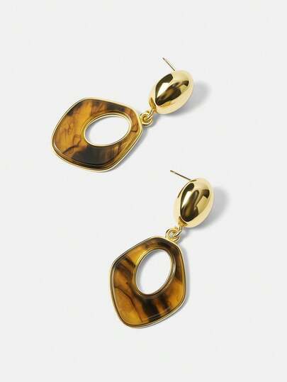 MOTF PREMIUM 18K Gold-Plated Amber Geometric Elegant Earrings