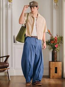 SWAVVY 时尚休闲宽松男士牛仔裤，适合日常穿着 - 藍色 - 查看 5