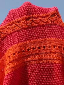 Vivid Eden Plus Size Colorblock Striped Knit Cami Dress,Women's Sunset Print Bodycon Maxi Dress,Spaghetti Strap Backless,Pastel Pink,Sommar,Vacation,Holiday Boho - Orange - View 9