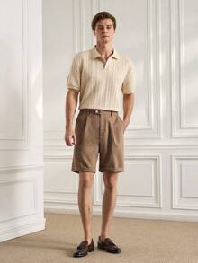 Men's Solid Color Pocket Casual Shorts, Fashionable Suitable For Summer - Brown - View 9