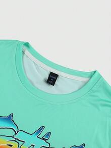 2026 Women's Short-Sleeved Crew Neck T-Shirt With The Motto "Toma Talla Grande Fotos" (Take A Big Photo), Cute Frog And Coconut Blossom Heart Print, 100% Cotton, For Everyday Wea - 綠色 2 - 查看 3