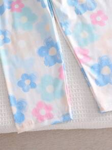 2pcs/Set Girls Casual Floral Print Long Sleeve Top And Pants Comfortable Homewear Set - Multicolor - View 8