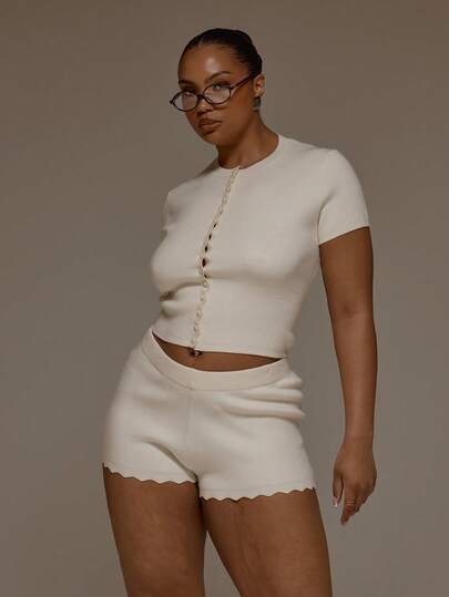 MUSERA 大码针织纽扣短袖上衣，春夏复活节可爱度假日常款