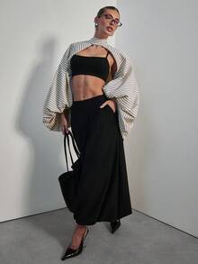 Hauture Women's Volume Balloon Sleeve High Neck Top Bold Office Wear Sexy - Multicolor - View 4