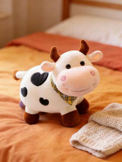 POKOJA LAND Đồ chơi nhồi bông hình bò họa tiết trái tim đen trắng, hình bò tình yêu, có chân và sừng, mềm mại và bông xốp, là món quà sinh nhật và ngày lễ tuyệt vời, cũng là lựa chọn xuất sắc cho bạn bè, và là vật trang trí hoàn hảo cho những người yêu động vật.
