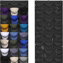 Organizador colgante de 24 rejillas sin taladro para gorras, bolsa de exhibición multicapa para almacenamiento de gorras de béisbol en la puerta, solución de ahorro de espacio para el hogar y el armario - Multicolor - Ver 1