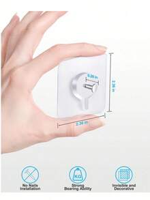 15pcs/30pcs Picture Frame Hanging Tool - Nail-Free Wall Hanging Nails, Photo Album Frame Wall Hanging Hooks - Clear - View 2