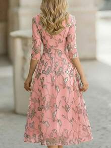 EMERY ROSE 优雅树叶图案长款正式连衣裙，适合春秋季女性穿着 - 彩色 - 查看 2