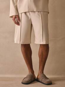 Musero 长款前缝褶裥细节弹力抽绳腰带短裤 春夏 - 卡其色 - 查看 2