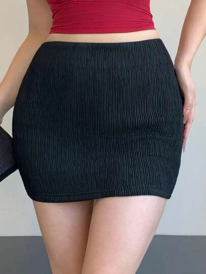 DAZY Women's Black Fitted Ultra-Short Shorts Skirt, Casual Street Style Beach Vacation Wear, Spring & Summer