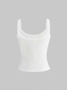 ROMWE Cute Musical Note Graphic Minimalist Fitted Tank Top - White - View 2