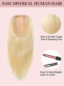 Tapa de cabello real para mujeres, piezas de cabello humano real para mujeres con cabello ralo, tapa de cabello con encaje, extensiones de cabello con clip en color rubio dorado #S613 - S613 - Ver 12