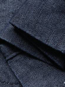 DAZY 女士短袖单排扣休闲牛仔连衣裙 - 藍色 - 查看 7