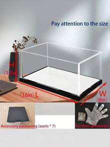Acrylic Display Case/Showcase/Curio Cabinet/Entryway Decor Dust-Proof Display Cabinet (High-Definition Thick Acrylic Module + Mirror Base), Suitable For Statue/Gift/Model/Product/Building Blocks/Bag/Doll Display, Multiple Sizes Available, Easy Assembly (Needs Rubber Bands For Reinforcement After Assembly), Please Measure The Size Of The Items To Be Stored Before Ordering - Black Background + Mirror Finish - View 5