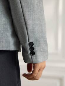 Officeau 男士段染口袋单排扣商务休闲西装外套 - 深灰色 - 查看 7