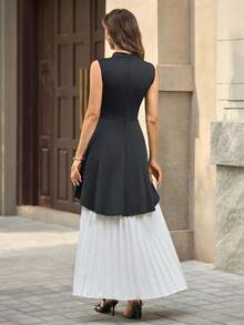 Ellevyn Đầm nữ dáng regular fit không tay phối màu tương phản, xếp ly eo, đầm cocktail đen trắng, đầm đen trắng thanh lịch, đầm không tay cổ cao, trang phục xuân hè cho nữ, lễ Phục Sinh, trang phục dự tiệc thanh lịch, trang phục đi biển, trang phục tốt nghiệp cho mẹ, đầm tốt nghiệp, đầm phù dâu, đầm dự đám cưới, đám cưới, trang phục đi nghỉ mát cho nữ, trang phục nghỉ hè, trang phục trang trọng cho nữ, phong cách Y2K, trang phục công sở cho nữ, đầm kiểu Pháp, đầm hè cho nữ. - Đen và trắng - Xem 3