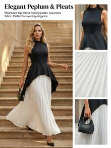 Ellevyn Đầm nữ dáng regular fit không tay phối màu tương phản, xếp ly eo, đầm cocktail đen trắng, đầm đen trắng thanh lịch, đầm không tay cổ cao, trang phục xuân hè cho nữ, lễ Phục Sinh, trang phục dự tiệc thanh lịch, trang phục đi biển, trang phục tốt nghiệp cho mẹ, đầm tốt nghiệp, đầm phù dâu, đầm dự đám cưới, đám cưới, trang phục đi nghỉ mát cho nữ, trang phục nghỉ hè, trang phục trang trọng cho nữ, phong cách Y2K, trang phục công sở cho nữ, đầm kiểu Pháp, đầm hè cho nữ. - Đen và trắng - Xem 4