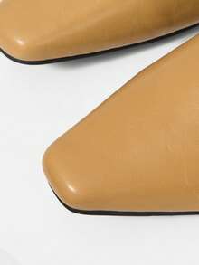 Mnmlis Solid Color Pointed Toe Casual Comfortable Versatile Flat Shoes, Suitable For Walking, Travel And Vacation - Khaki - View 4