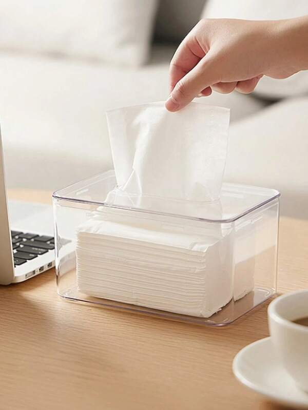 1 pièce Boîte de rangement de bureau simple et transparente de luxe légère