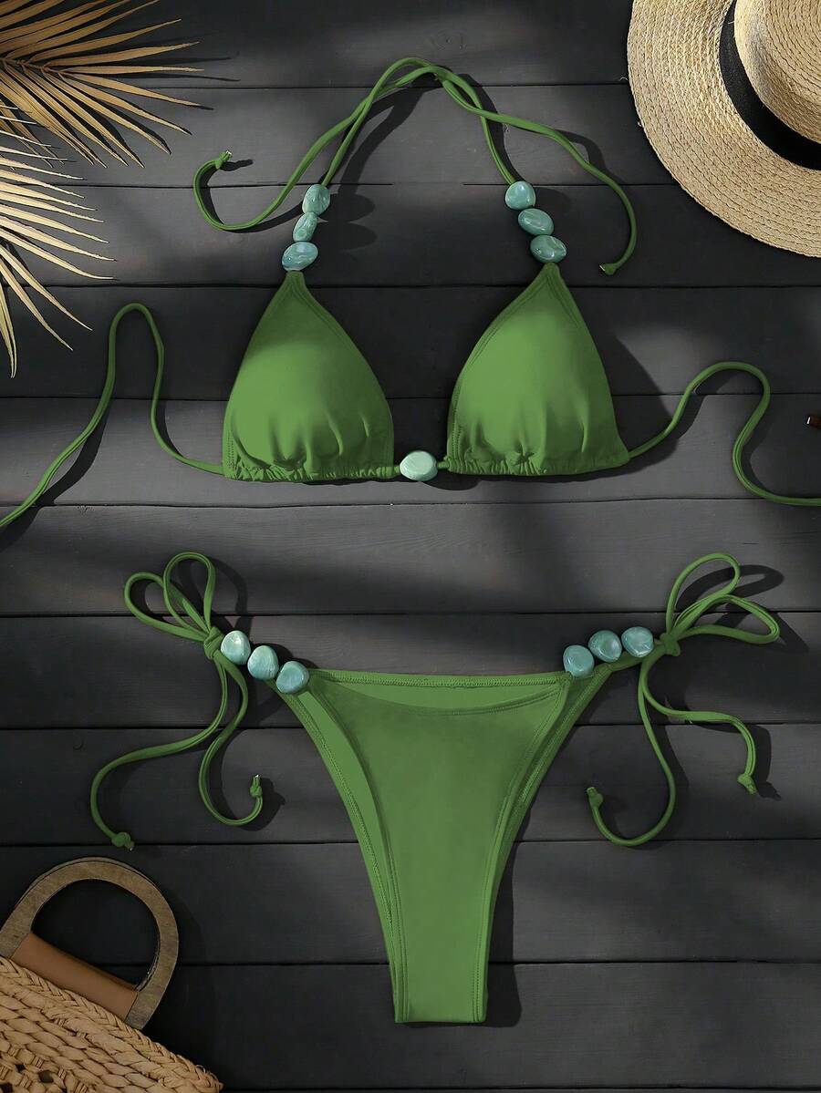 Swim Vcay Dây chuyền mùa hè dành cho nữ, họa tiết đá cẩm thạch ngọc bích màu xanh lá cây, thích hợp cho bãi biển, hồ bơi, tiệc tùng thường ngày, mùa xuân/hè. - màu xanh lá - Xem 1