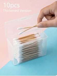 10pcs/8pcs/4pcs Transparent Flip Cover Plastic Storage Box, Makeup Brush, Toothpick, Card Holder, Organizer - Clear - View 10