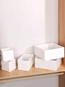 1/3/6 piezas, Caja organizadora plegable, Caja organizadora de ropa, pantalones y calcetines, Caja organizadora de ropa interior, Caja organizadora de cosméticos tipo cajón, Caja organizadora de artículos varios - Blanco - Ver 4