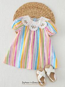 Cozy Pixies 女婴碎花印花撞色荷叶边领无袖束腰连衣裙 - 粉色 - 查看 10