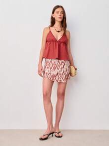 Nöista Mini Wrap Skirt In Jacquard Fabric. - Apricot - View 3