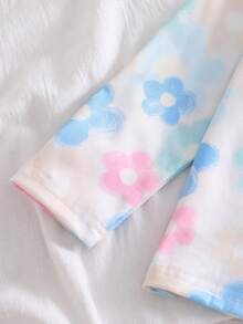 2pcs/Set Girls Casual Floral Print Long Sleeve Top And Pants Comfortable Homewear Set - Multicolor - View 7