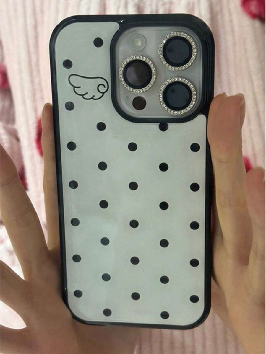 1pc Cute Bubble Design Soft-Shell Phone Case, Suitable For 17 Air 16 15 14 13 12 11 Pro Max 16 15 14 Plus. Simple And Creative, Shock-Absorbing Back Cover. - Polka Dot Wings - View 1