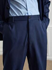 Officeau 男士两件套灰色西装套装，商务休闲男士蓝色西装男士西装修身男士两件套西装男士婚礼西装男士正装西装 - 藏蓝色 - 查看 10