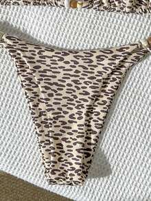 Swim SXY Women's Spring/Summer Leopard Print Random Beaded Necklace Bikini Set - Multicolor - View 6