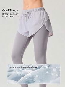 OutZeal Women Sports Pants 2-In-1 Legging Running Gym Cool Touch UV Protection Active Bottoms - Mauve Purple - View 2