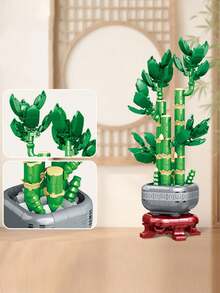 Đồ chơi xếp hình cây trúc may mắn - 4 khối xây dựng chậu hoa - Xem 3