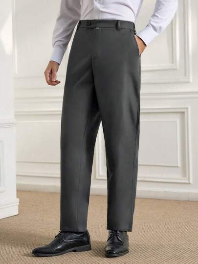 Officeau 男士纯色西装裤，适合通勤、休闲和商务旅行，适合新年假期，送给男朋友的礼物